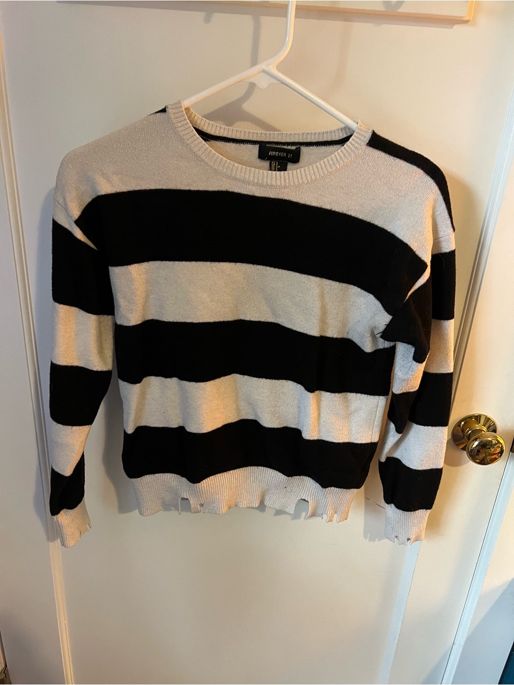 Forever 21 Black and White Striped Crewneck Sweater